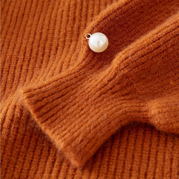 CHICWISH PEARL DECOR RIBBED KNIT SWEATER - Picture 4 of 5